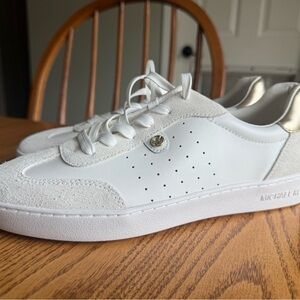 Michael Kors White Leather & Gold Accent Low-Top Sneakers size 10 M